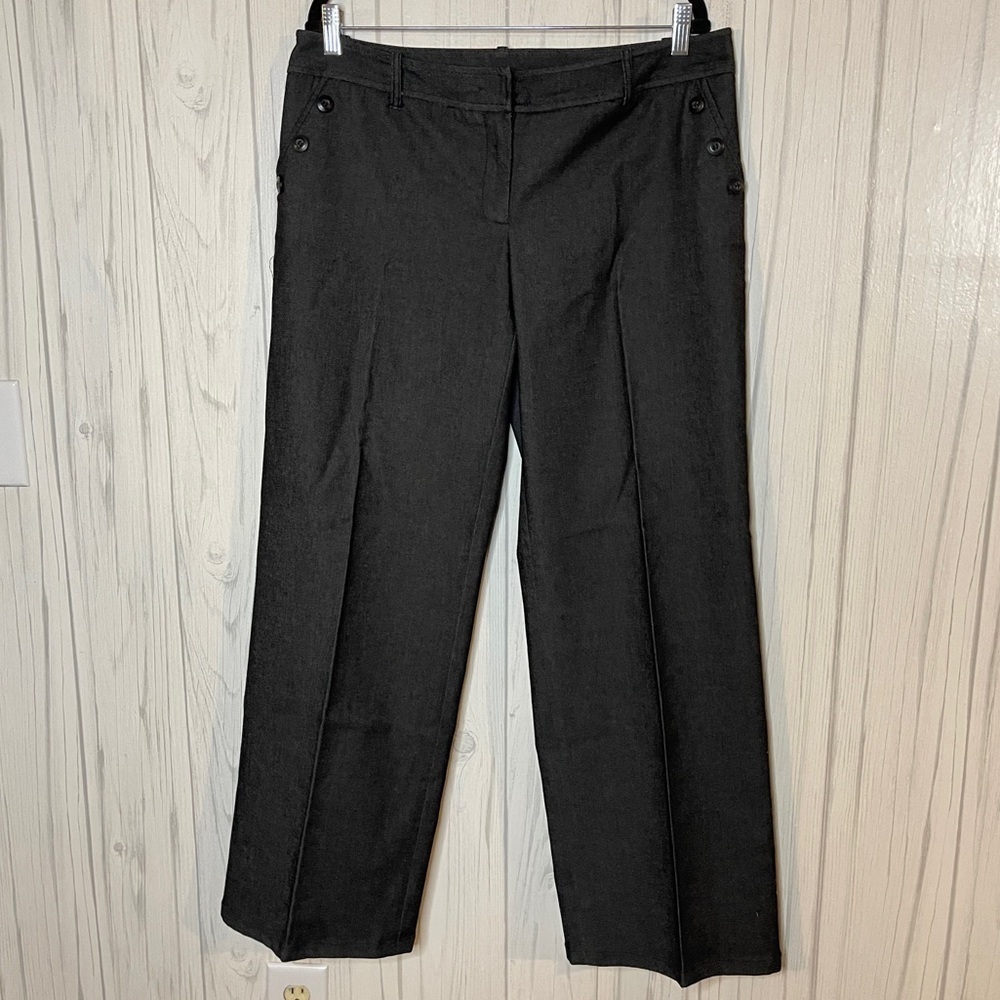 AB STUDIO Black Stretch Denim Wide Leg Mid-Rise Pants, Size 12